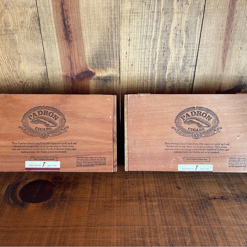 Set of 2 Padron Premium Wood Empty Cigar Box Padron 2000 Home Decor Craft DIY